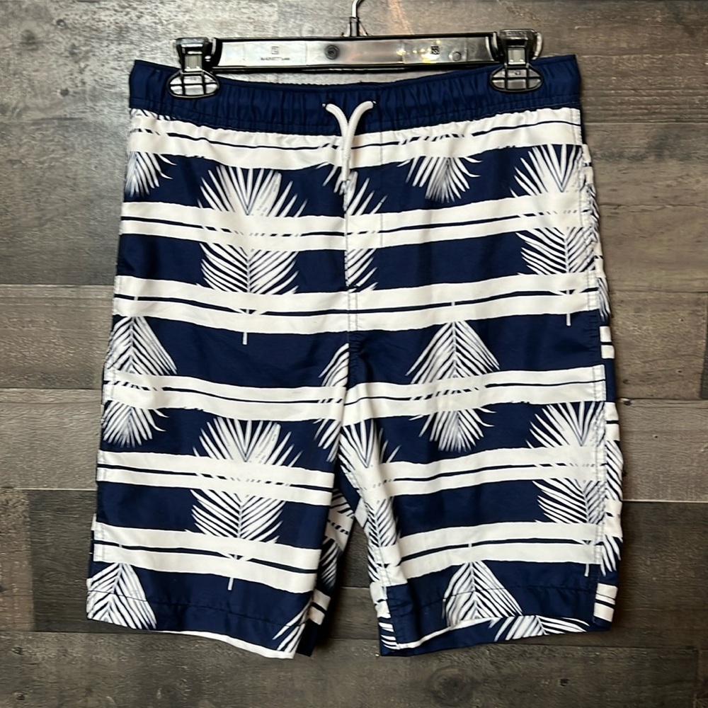 Nice Blue and White Hawaiian Print Lands  End Swim suit
